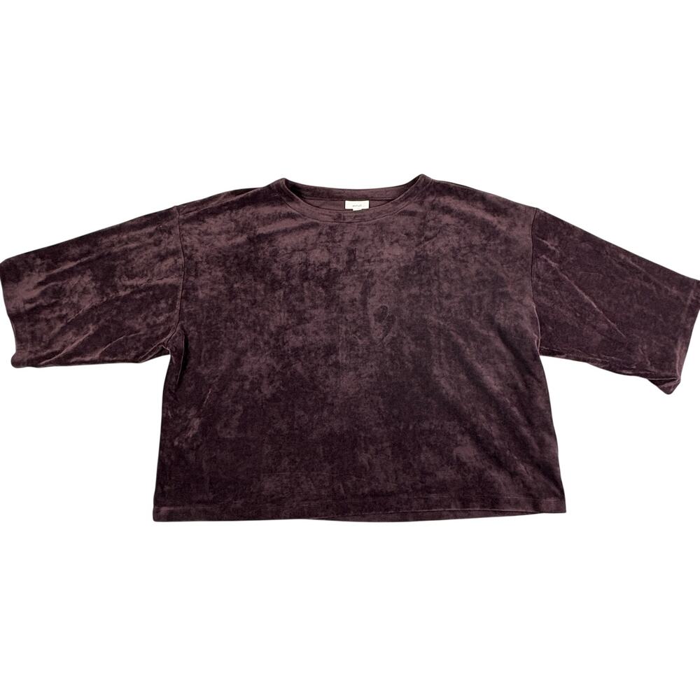 Pure Jill by J. Jill Top Shirt Velour Purple Velvet M Half Sleeve